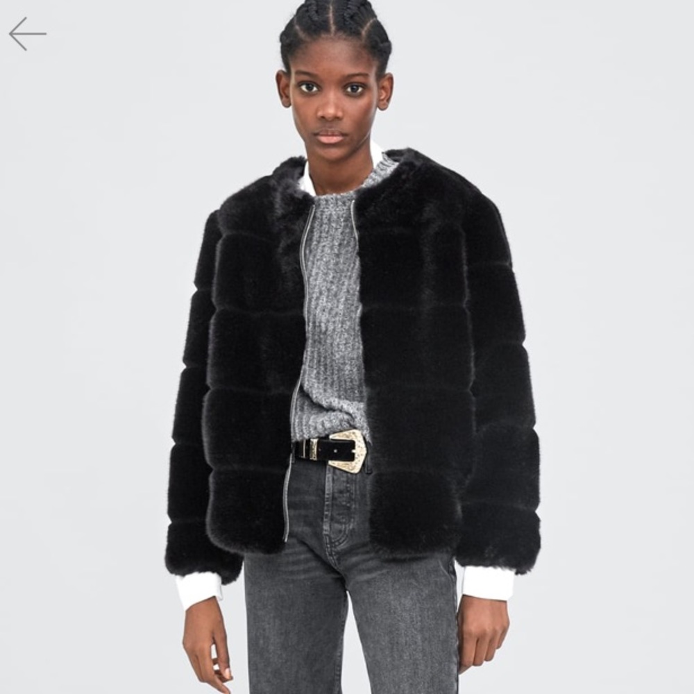 Zara cropped faux fur jacket